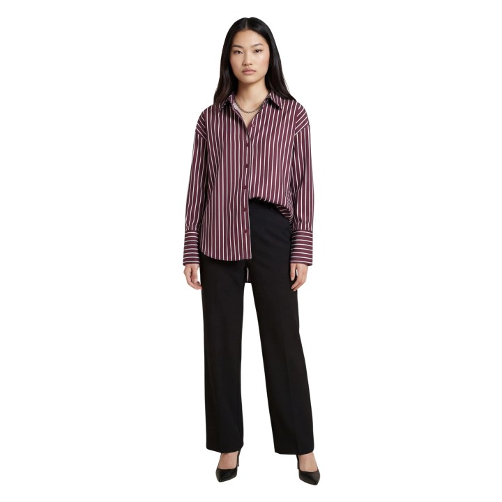 Camisa de mujer Jacqueline de Yong Serena burdeos a rayas vista frontal