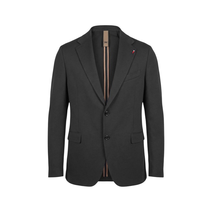 Chaqueta de traje de hombre Mulish ABS110 Leopardi negra vista frontal de detalle