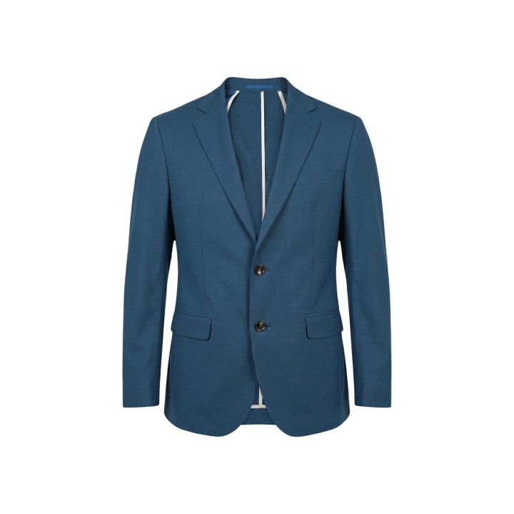 YOS chaqueta de traje de hombre azul petróleo en vista frontal de detalle