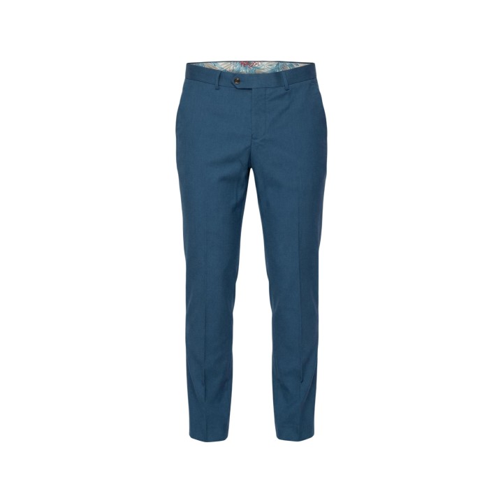 YOS pantalón de traje de hombre azul petróleo en vista frontal de detalle