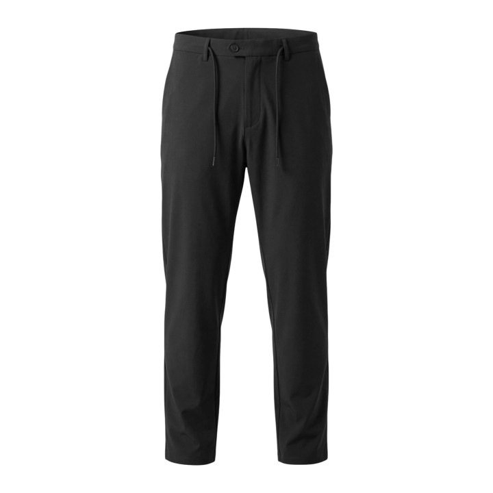 YOS pantalón de traje de hombre negro AB 300 en detalle frontal