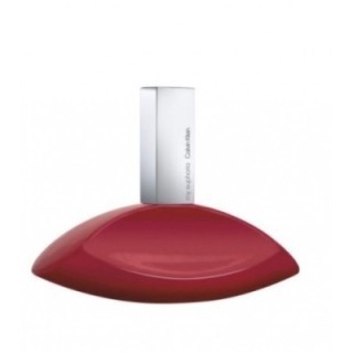 Perfume Euphoria de Calvin Klein para mujer botella roja con tapa plateada vista frontal