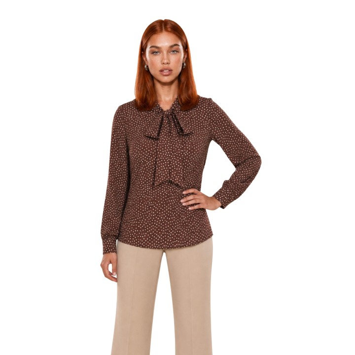 Blusa de mujer I am Pois Fiocco 9060 marrón vista frontal