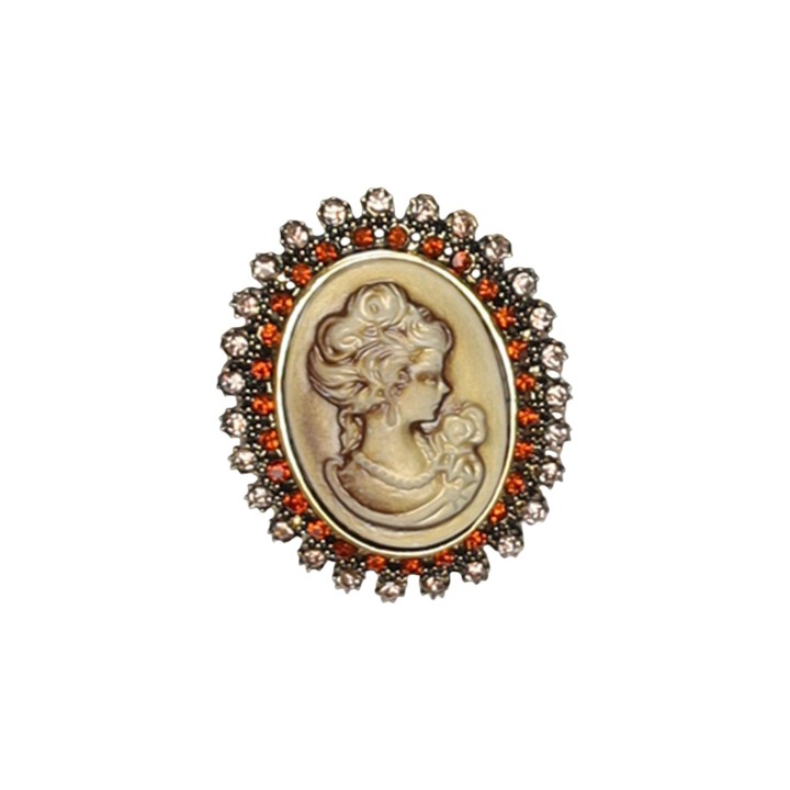 Detalle frontal del broche dorado para mujer I am Spilla Cammeo Vintage 70696