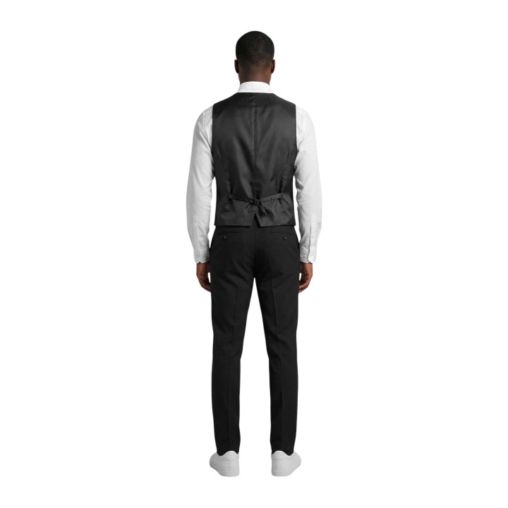Yos traje negro de hombre con chaleco vista posterior