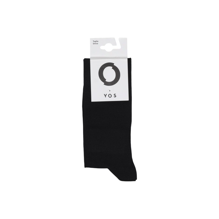 YOS 200 AGHI LUNGO calcetines largos de hombre negros vista frontal con etiqueta