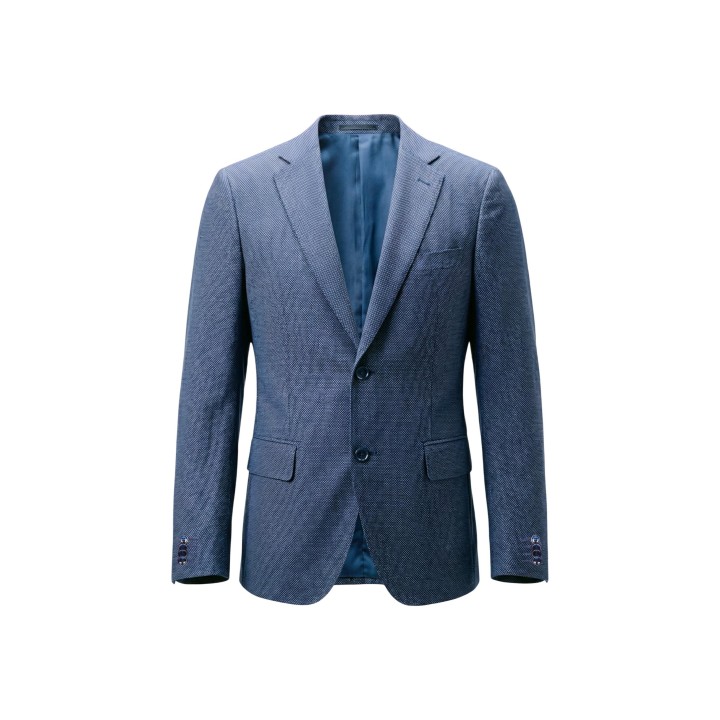 Chaqueta de traje de hombre yos azul denim detalle frontal