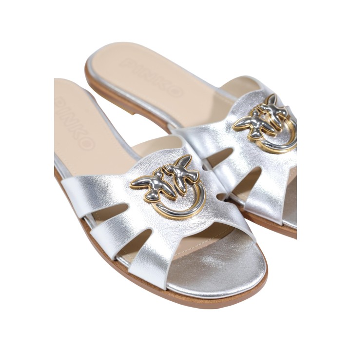 Chanclas Pinko de mujer blancas Milly 04 SD0463 P049 detalle del adorno