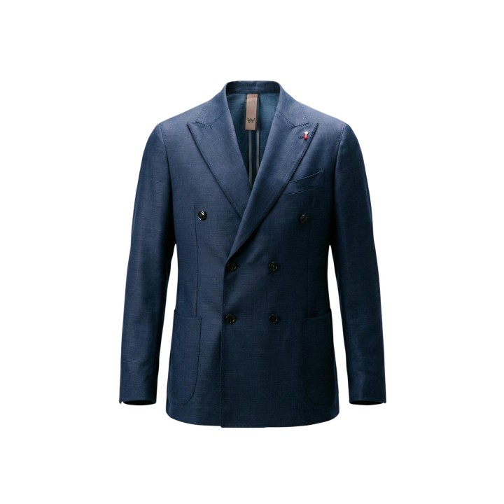 Detalle frontal de chaqueta azul del traje de hombre Mulish GIORGIONE-AB ABS707