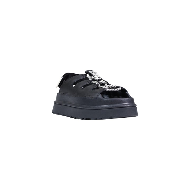 Sandalia negra UGG GoldenGlow Toggle 1179370 para mujer vista tres cuartos