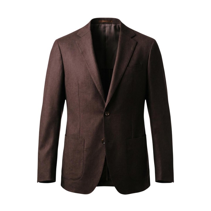 Yos chaqueta de traje de hombre marrón vista de detalle frontal