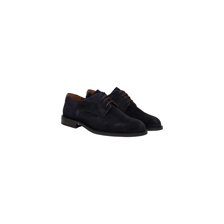 Tommy Hilfiger zapatos de hombre azul marino de ante vista tres cuartos frontal