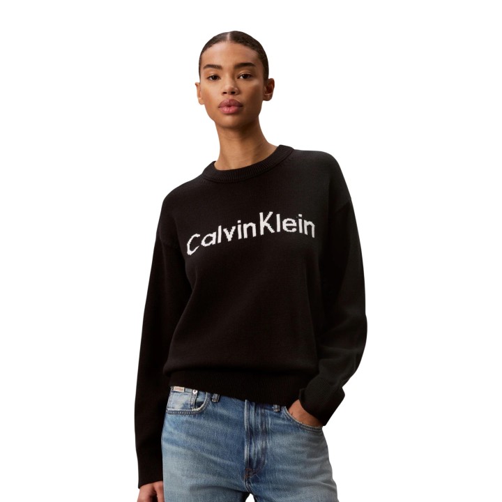 Calvin Klein Jeans sudadera de mujer negra LV044G313G vista frontal
