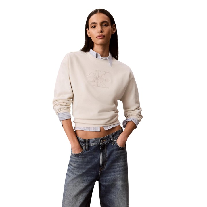 Calvin Klein Jeans sudadera de mujer crema vista frontal