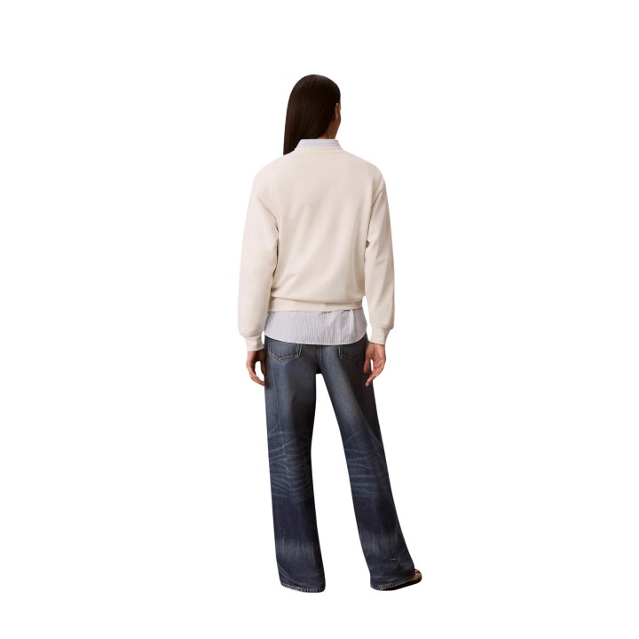 Calvin Klein Jeans sudadera de mujer crema vista posterior