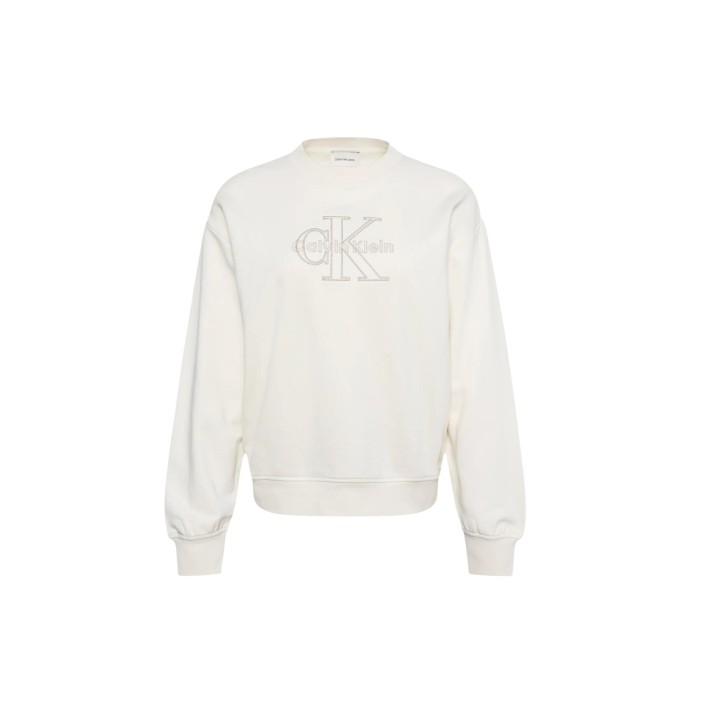 Calvin Klein Jeans sudadera de mujer crema vista de tres cuartos