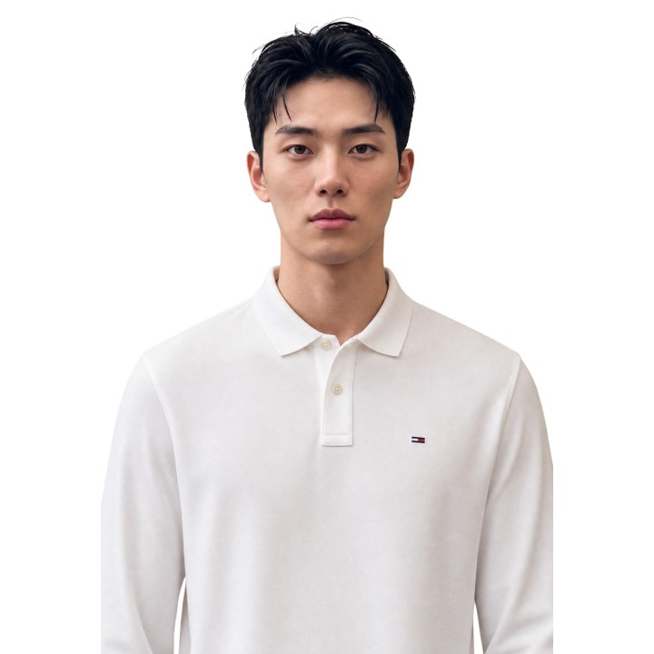 Tommy Hilfiger Jeans polo blanco de hombre DM0DM23630 detalle frontal
