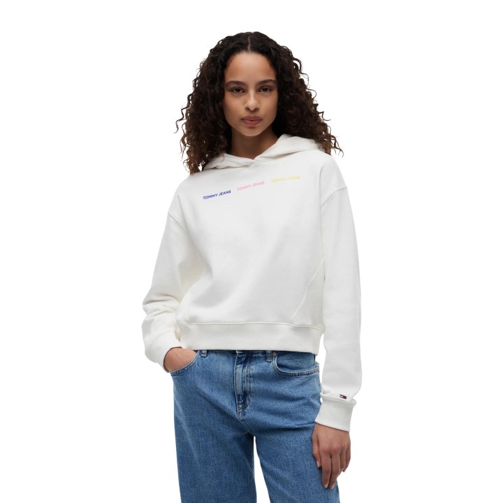 Tommy Hilfiger Jeans sudadera de mujer color crema DW0DW22906 vista frontal