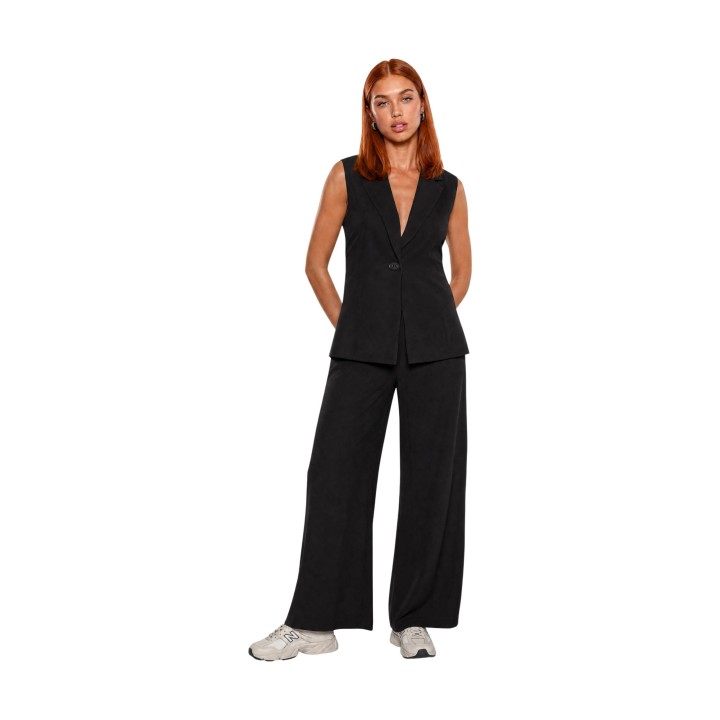 Chaleco negro de mujer I am 30912 de tencel vista frontal