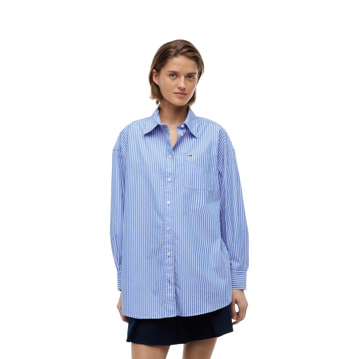 Tommy Hilfiger Jeans camisa de mujer azul de rayas vista frontal