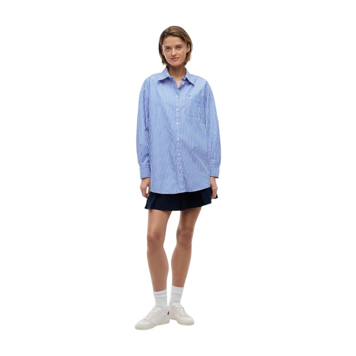 Tommy Hilfiger Jeans camisa de mujer azul de rayas vista frontal completa