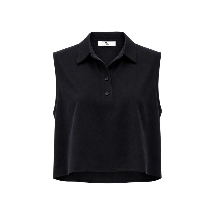 I am camisa de mujer negra de modal modelo 30902 detalle frontal
