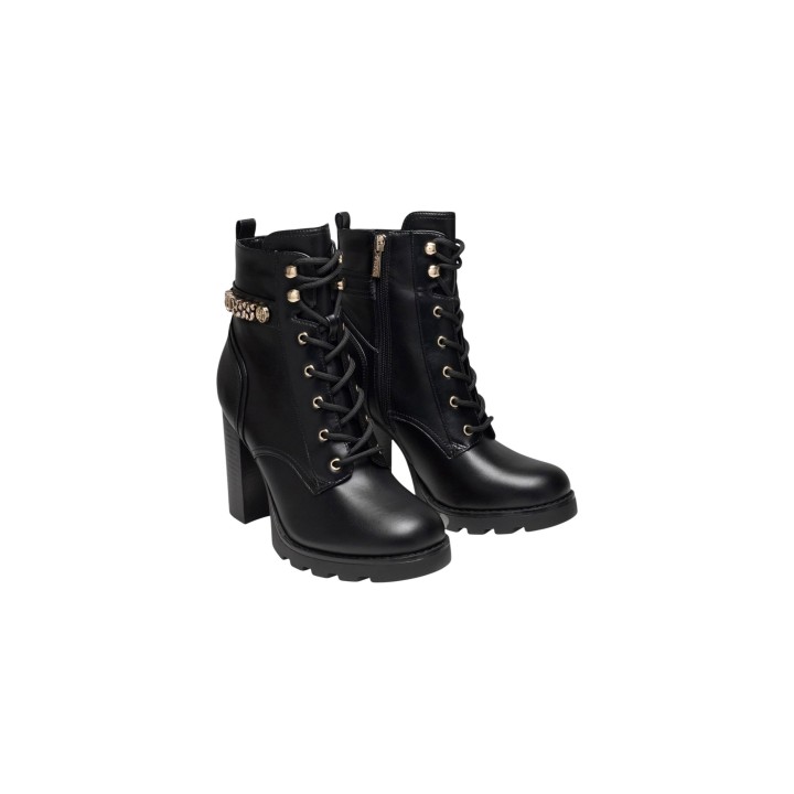 Guess botín de tacón para mujer negro vista tres cuartos