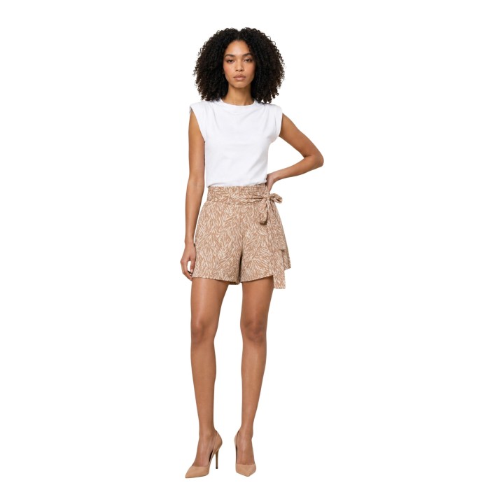 Ayfee pantalón corto de mujer beige 451-PA26374 vista frontal completa