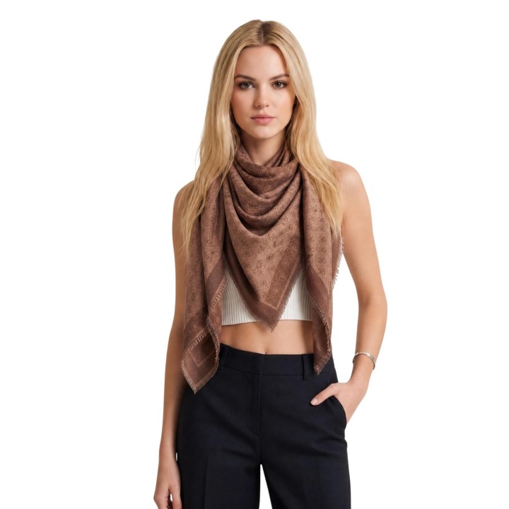 Guess pashmina de mujer marrón jacquard Lindsey AW5526 VIS03 vista frontal