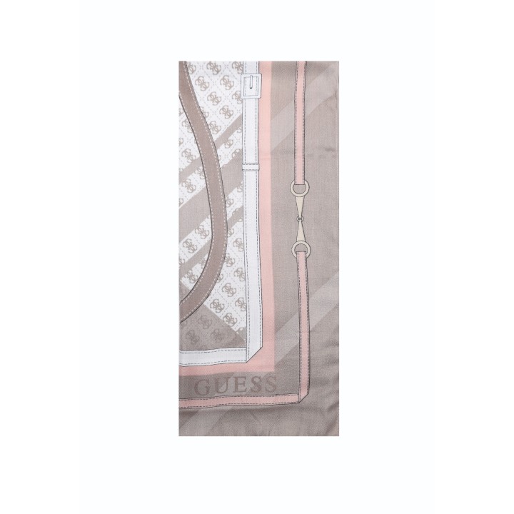Guess pashmina beige para mujer Yvonne Logo vista de detalle del acabado