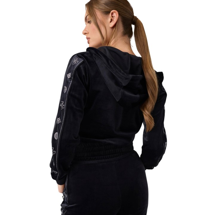Sudadera Guess Active de mujer negra con capucha vista posterior