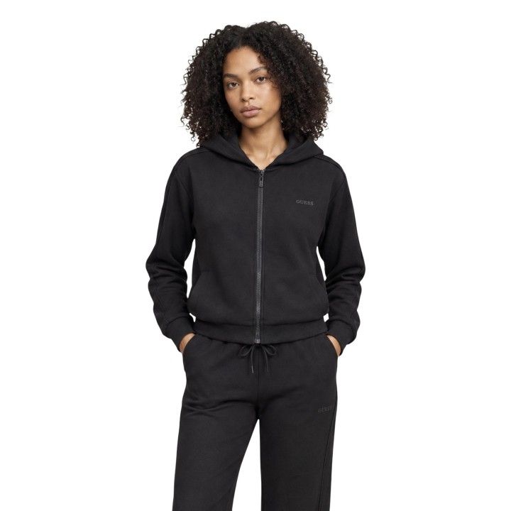 Guess sudadera de mujer negra Elsa Full Zip Hoodie V6BQ19 K6364 vista frontal