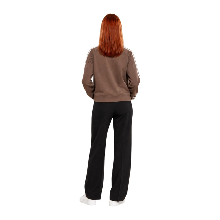Guess Active sudadera de mujer taupe con cremallera completa vista posterior de tres cuartos