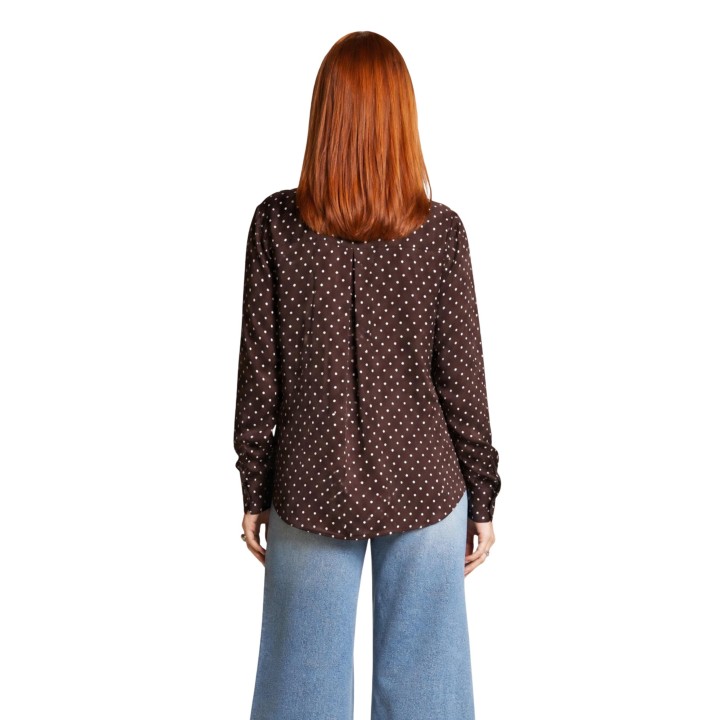 Guess blusa de mujer marrón con lunares modelo W6YH68 W3212 vista posterior
