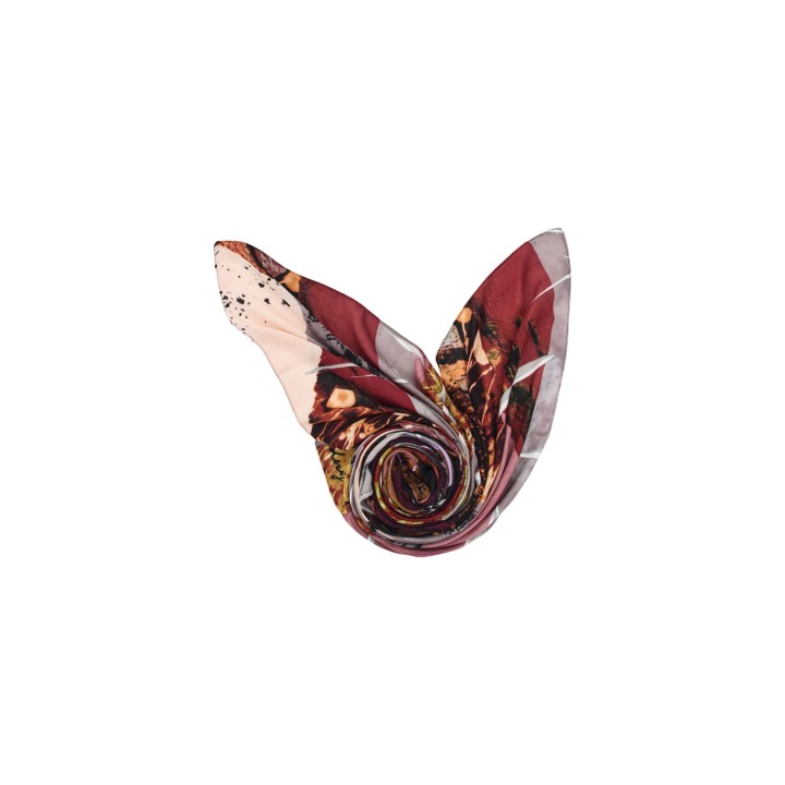 Pashmina Desigual de mujer bordeaux estampada enrollada
