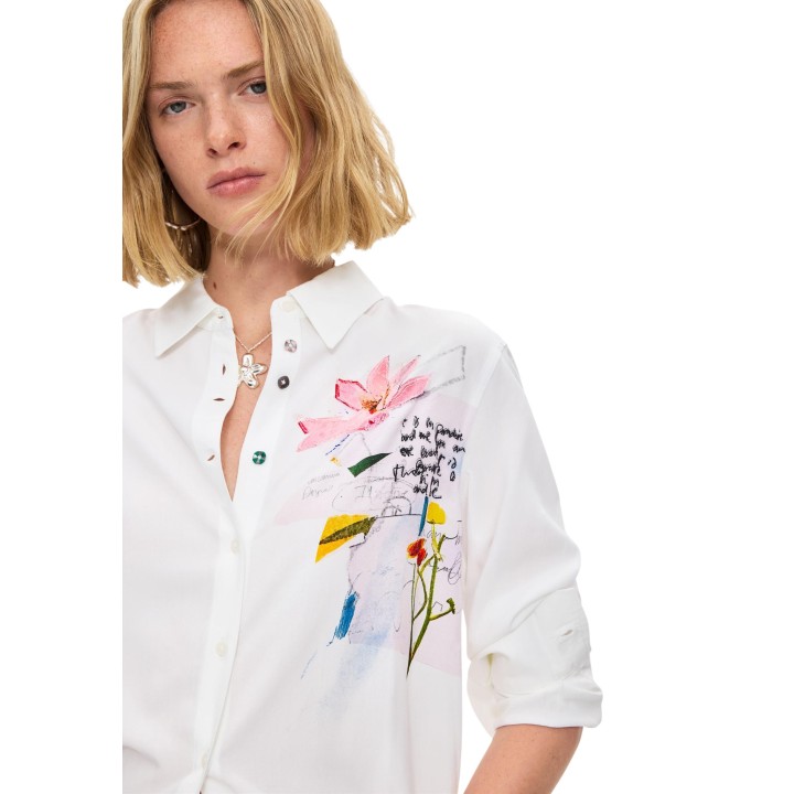 Desigual camisa blanca de mujer CAM_TAMESIS 26WWCW12 detalle frontal