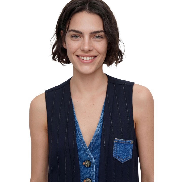 Desigual chaleco de mujer azul con detalles denim detalle frontal