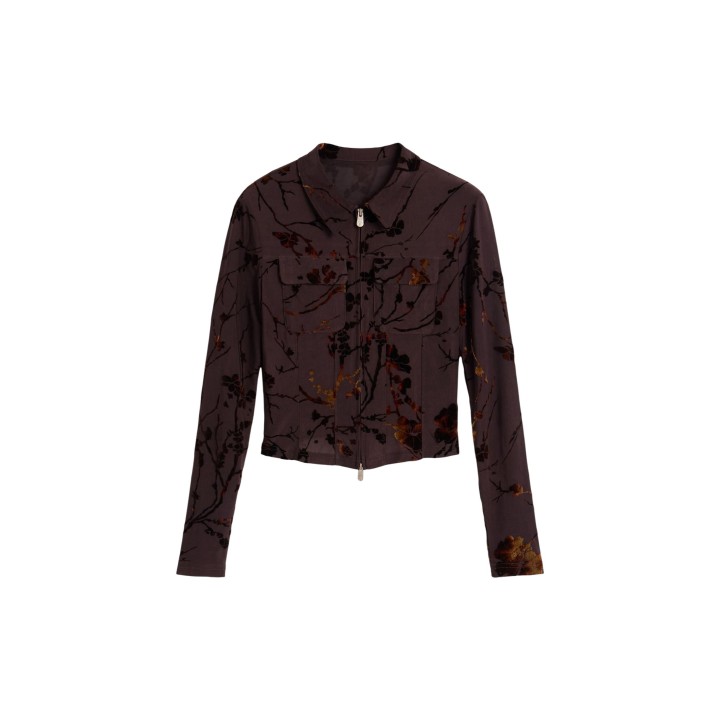 Desigual camisa de mujer marrón estampada TS Bucarest detalle frontal