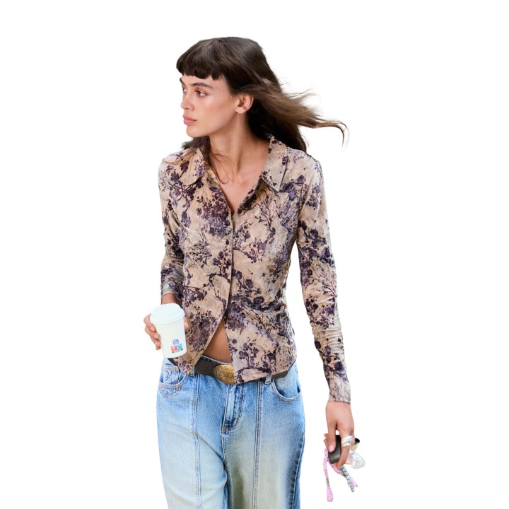 Desigual camisa de mujer estampada floral vista frontal