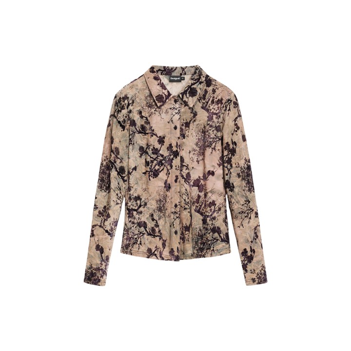 Desigual camisa de mujer estampada floral vista frontal de detalle