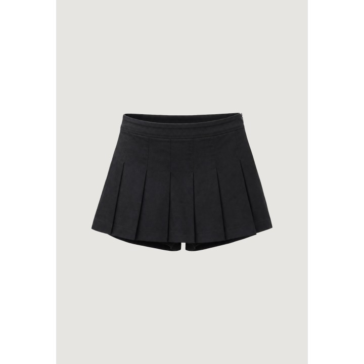 I am falda pantalón de mujer negra de algodón plisada vista frontal modelo TW104
