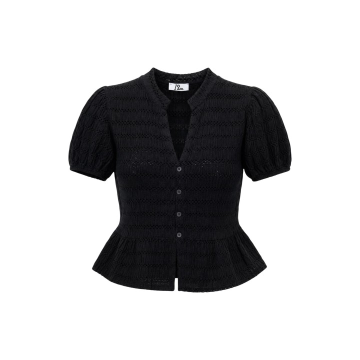I am camisa de mujer negra de viscosa referencia 95177 detalle frontal