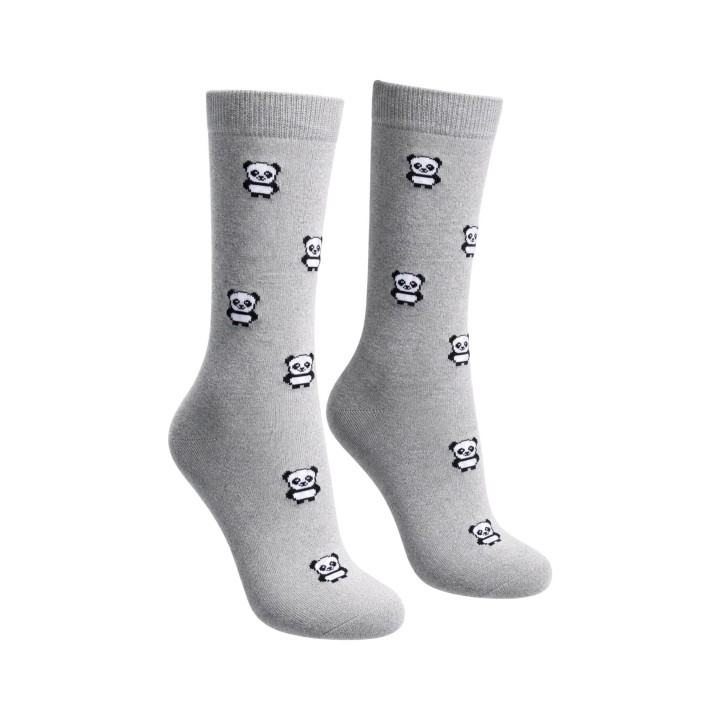 Calcetines I am para mujer gris modelo corto 4 disegni vista de tres cuartos