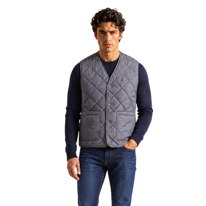 Replay chaleco de hombre gris de poliamida y nailon ripstop vista frontal