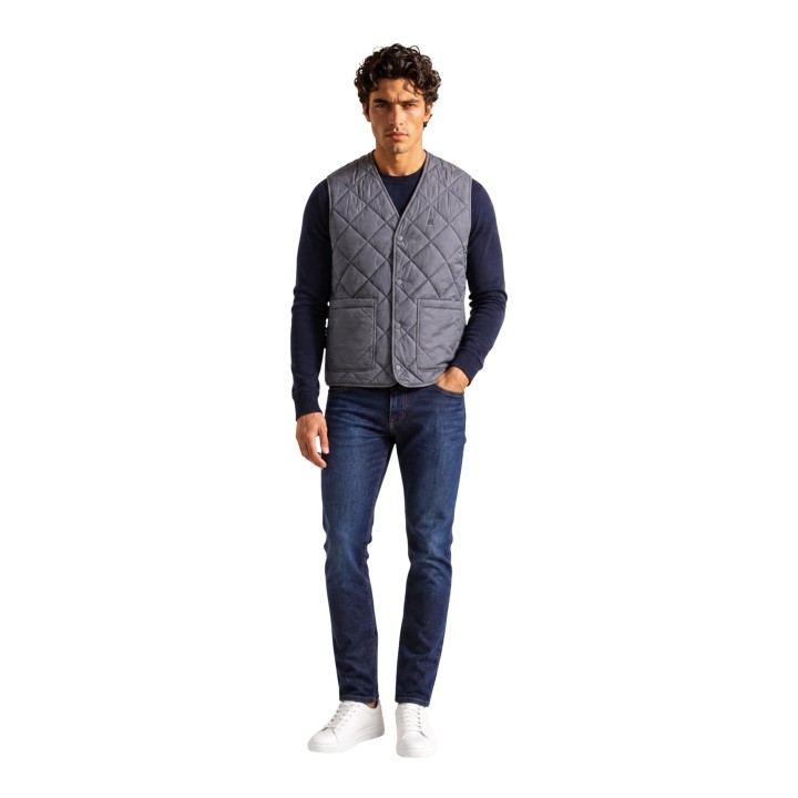 Replay chaleco de hombre gris de poliamida y nailon ripstop vista frontal