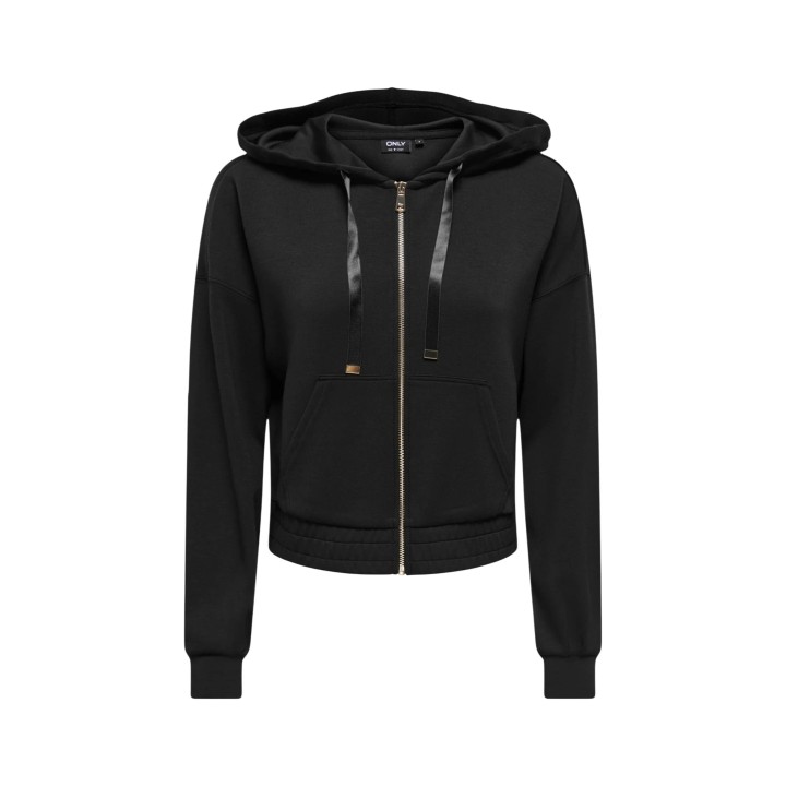 Only sudadera de mujer negra con capucha Onlmyra vista frontal