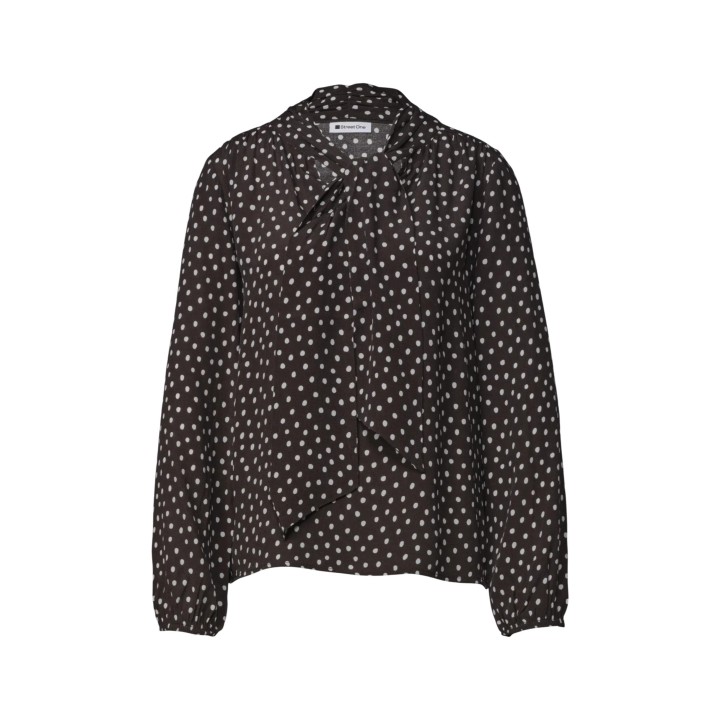 Street One blusa de mujer marrón oscuro estampada vista frontal