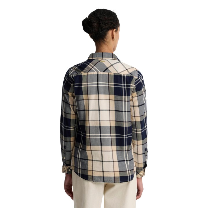 Barbour Bredon camisa de mujer de cuadros gris azul marino y beige vista posterior