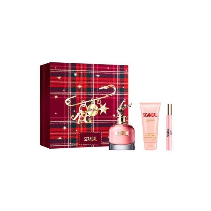 Perfume Scandal de Gaultier para mujer frasco rosa con estuche regalo vista frontal