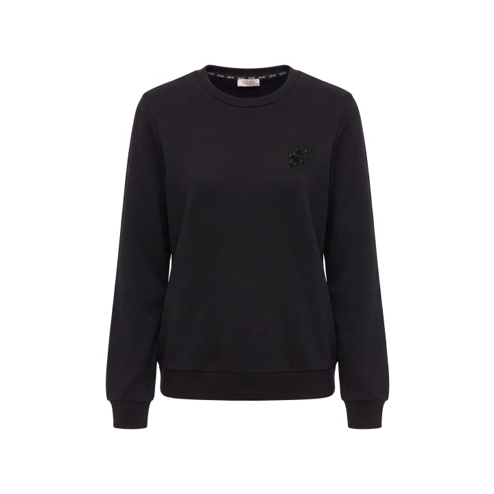 Liu-Jo sudadera de mujer negra de felpa TF6206 J3958 vista frontal